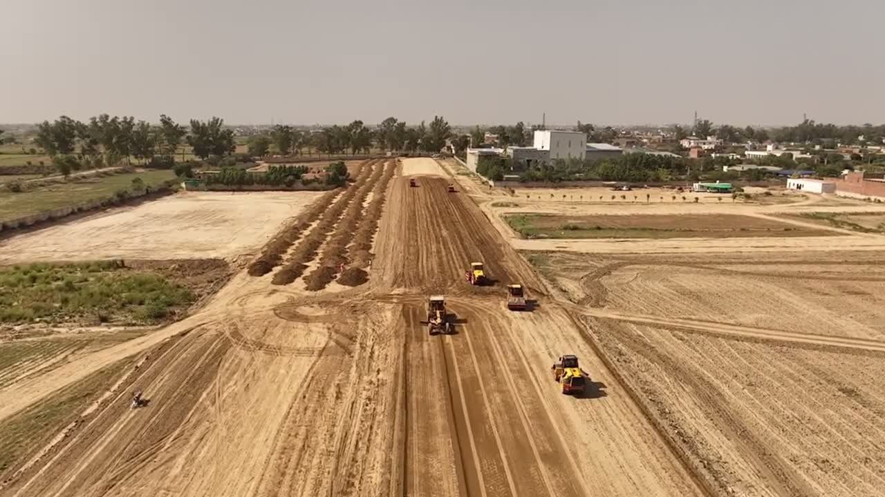 A drone capture of a road under construction